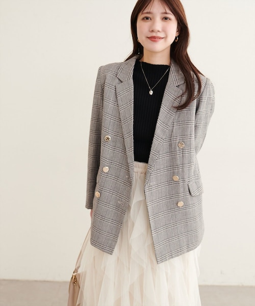 natural couture(ナチュラルクチュール)の「べこべこ金釦テーラージャケット(テーラードジャケット・レディース・ネイビー/ベージュ/その他1/ブラウン・FREE)」の4枚目の写真