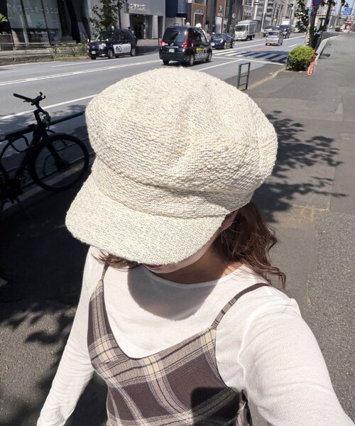 Lattice(Lattice)の「ツイードキャスケット(キャスケット・レディース・ブラック/アイボリー・FREE)」の2枚目の写真