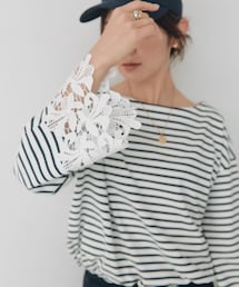 RIVE DROITE | 【接触冷感/透湿性/紫外線防止】レースカフスカットソー/9月下旬お届け予定(Tシャツ/カットソー)