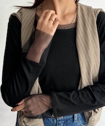 Chez toi（シェトワ）の「シアー切替長袖カットソー（Tシャツ/カットソー）」