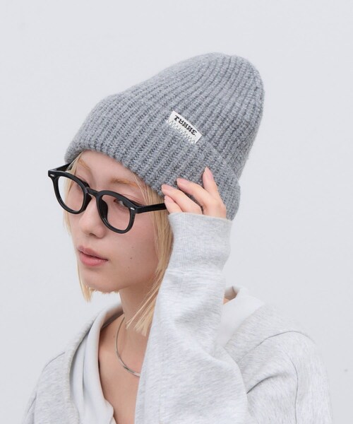 CIAOPANIC TYPY(チャオパニックティピー)の「:【TYNNE.】配色ギザギザステッチニット帽(ニットキャップ/ビーニー・レディース・ピンク/グレー/ミント/ブラック/オフホワイト/パープル・ONE)」の4枚目の写真