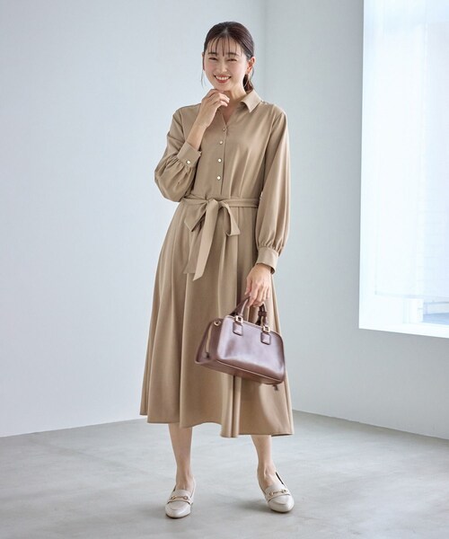 ROPE' PICNIC（ロペピクニック）の「リボンシャツワンピース（シャツワンピース・レディース・ベージュ/ネイビー・L/M/S）」の9枚目の写真