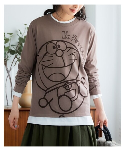 nissen（ニッセン）の「大きいサイズ　ドラえもん長袖Ｔシャツ（Tシャツ/カットソー・レディース・オフホワイト/インクブルー/ブラウン/ミント・L/LL/3L/4L/5L）」の12枚目の写真