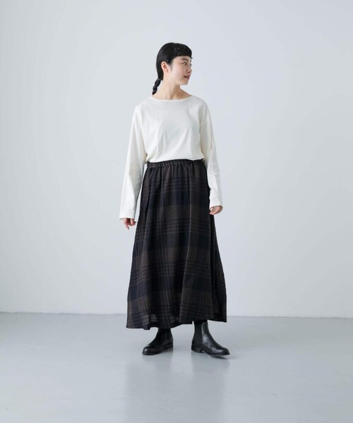 かぐれ（カグレ）の「ボートネックロングカットソー（Tシャツ/カットソー・レディース・OFF/L.GRAY/NAVY・Free/FREE）」の11枚目の写真