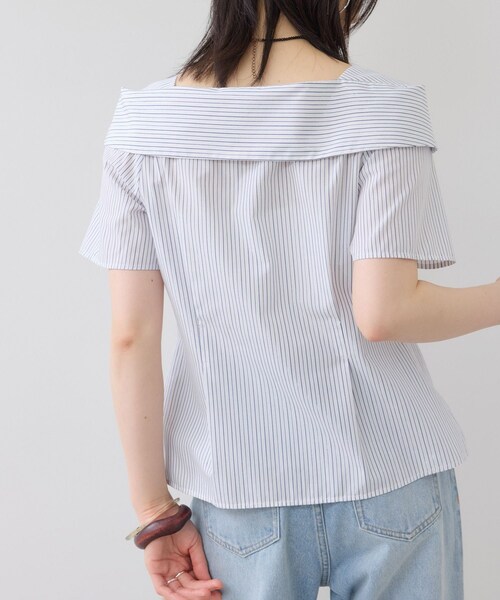 VIS（ビス）の「【夏トク価格】オフショルライクハーフスリーブブラウス/イージーケア（シャツ/ブラウス・レディース・ホワイト系/ダークブラウン系/ブルー系・F）」の7枚目の写真