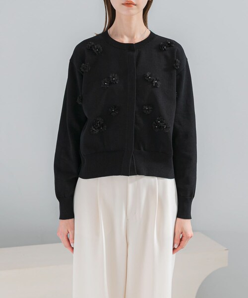 URBAN RESEARCH ROSSO（アーバンリサーチロッソ）の「フラワーモチーフカーディガン（カーディガン/ボレロ・レディース・OFF WHITE/BLACK・Free）」の11枚目の写真