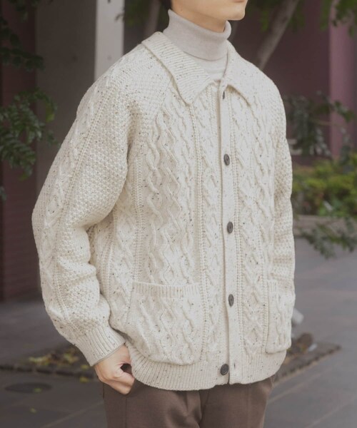 ITEMS URBANRESEARCH（アイテムズ アーバンリサーチ）の「ウール混 フィッシャーマンカーディガン（カーディガン/ボレロ・メンズ・WHT/NVY/BLK・M/L）」の6枚目の写真