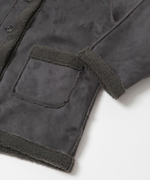 SENSE OF PLACE by URBAN RESEARCH（センスオブプレイスバイアーバンリサーチ）の「フェイクムートンスタンドジャケット（ムートンコート・レディース・BROWN/CHARCOAL/IVORY・One）」の18枚目の写真