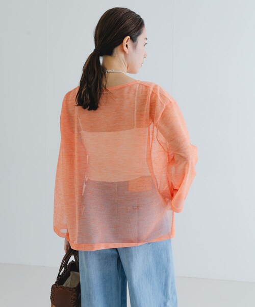 URBAN RESEARCH（アーバンリサーチ）の「ボートネックシアーニット（ニット/セーター・レディース・ORANGE/WHTxD.NAVY/NAVYxOFF・FREE）」の8枚目の写真