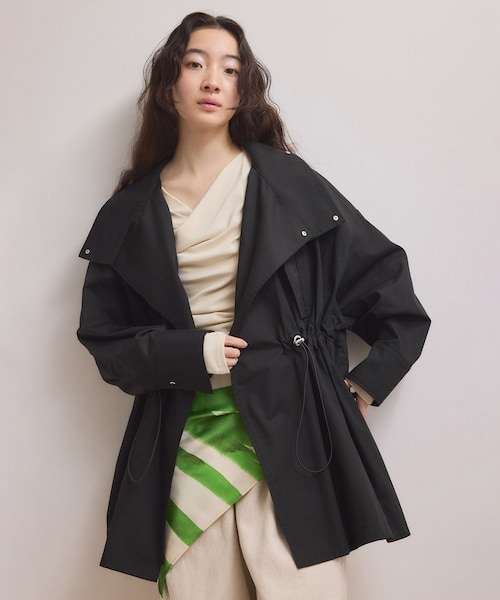 ADAM ET ROPE'(アダムエロペ)の「【WEB限定】・【サステナブル】スタンドカラーハーフモッズコート(モッズコート・レディース・ブラック/オフホワイト/ブラウン系・F)」の6枚目の写真