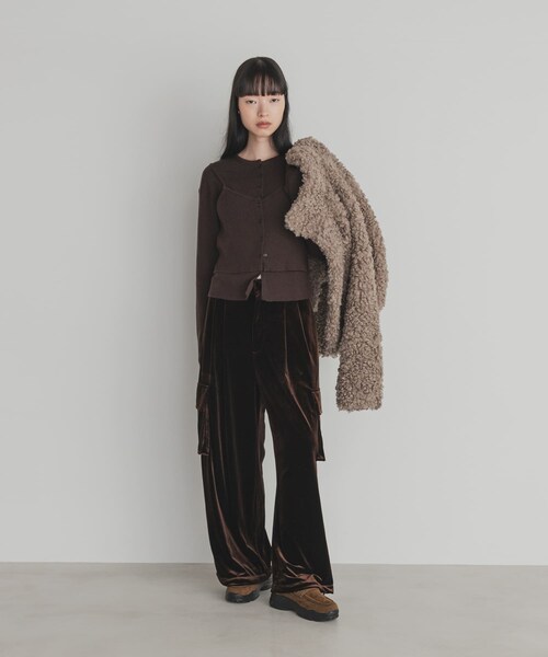 KBF(ケイビーエフ)の「フォルムボアジャケット(テーラードジャケット・レディース・SOY/MATCHA/GREIGE・One)」の19枚目の写真