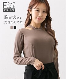 nissen | 【大きい胸専用】チョーカーリブ長袖カットソー(Tシャツ/カットソー)