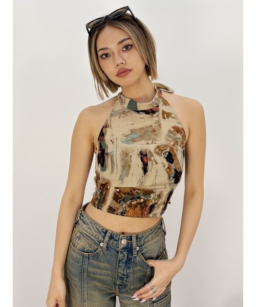 EVRIS（エヴリス）の「バックリボン ホルターネックトップス（シャツ/ブラウス・レディース・ネイビー/ブラウン/ブラック/マスタード・F）」の8枚目の写真