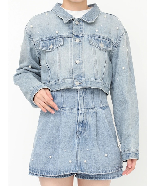 dazzlin（ダズリン）の「パールデニムショートジャケット（デニムジャケット・レディース・ブルー/インディゴ・F）」の2枚目の写真