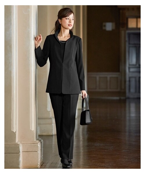 ぷくぷく様　ニッセン　パンツスーツ　ブラウン系グレンチェック　ストレッチ nissen（ニッセン）の「【喪服・礼服】洗える防しわインナー