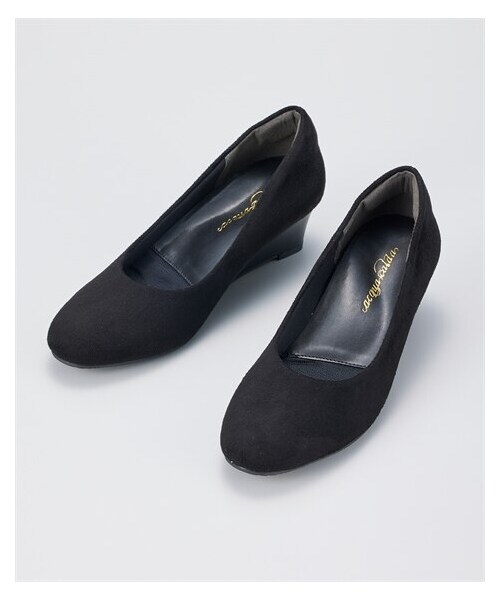 nissen（ニッセン）の「ラウンドトゥウェッジヒールパンプス（パンプス・メンズ・黒(スムース)/グレージュ(スエード調)/チェック/ブラウン(クロコ調)/黒(レース)/グレーヘンプ/黒(スエード調)/ツイード調/黒(生地)・21.0cm/22.0cm/22.5cm/23.0cm/23.5cm/24.0cm/24.5cm/25.0cm/25.5cm/26.0cm/27.0cm）」の4枚目の写真