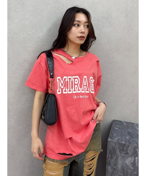 EVRIS（エヴリス）の「カットダメージBIG Tシャツ（Tシャツ/カットソー・レディース・グレー/レッド/ホワイト・F）」の10枚目の写真