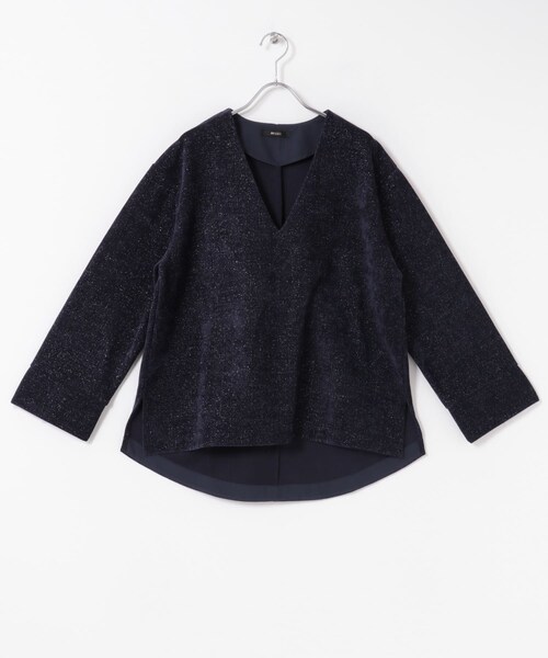 URBAN RESEARCH ROSSO（アーバンリサーチロッソ）の「Vネックモールラメプルオーバー（Tシャツ/カットソー・レディース・IVORY/NAVY・Free）」の15枚目の写真