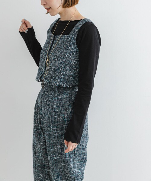 URBAN RESEARCH ROSSO（アーバンリサーチロッソ）の「F by ROSSO　ツイードビスチェ+ワイドパンツ（セットアップ・レディース・BLUE/BLACK・36/38）」の7枚目の写真