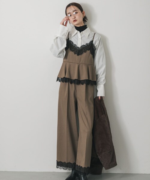 SENSE OF PLACE by URBAN RESEARCH（センスオブプレイスバイアーバンリサーチ）の「レースキャミオールインワン（つなぎ/オールインワン・レディース・CHARCOAL/CAMEL・S/M）」の12枚目の写真