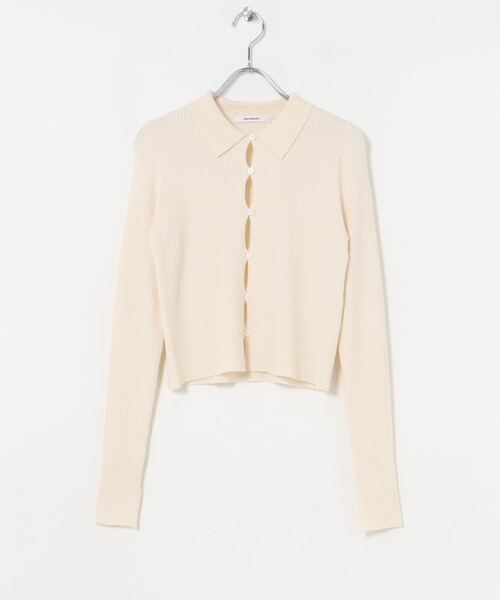URBAN RESEARCH（アーバンリサーチ）の「シャツカラーリブニットカーディガン（カーディガン/ボレロ・レディース・MOSS GREEN/CHARCOAL/OFF・FREE）」の12枚目の写真