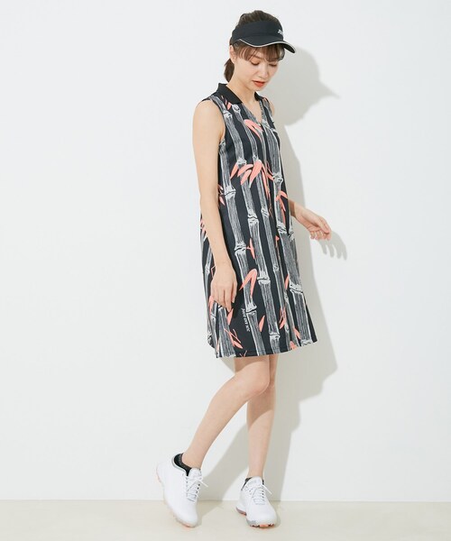 ROPE'（ロペ）の「【UV】【吸水速乾】バンブー柄プリントノースリーブワンピース（ワンピース・レディース・ブラック/ブルー・L/M/S）」の8枚目の写真