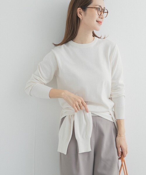 URBAN RESEARCH DOORS（アーバンリサーチドアーズ）の「オーガニックコットンクルーネックプルオーバー（ニット/セーター・レディース・OFF/YELLOW/BLUE・Free）」の4枚目の写真