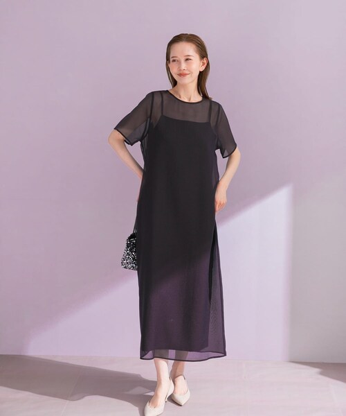URBAN RESEARCH ROSSO（アーバンリサーチロッソ）の「ハーフスリーブオーガンジーバックオープンドレス（ワンピース・レディース・IVORY/BLACK・Free）」の18枚目の写真