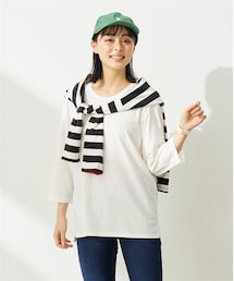 nissen | 大きいサイズ綿100％汗染みしにくいクルーネック７分袖Ｔシャツ(Tシャツ/カットソー)