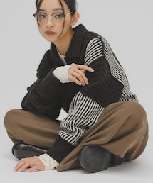 KBF | バイカラーデザインスリーブニット(ニット/セーター)