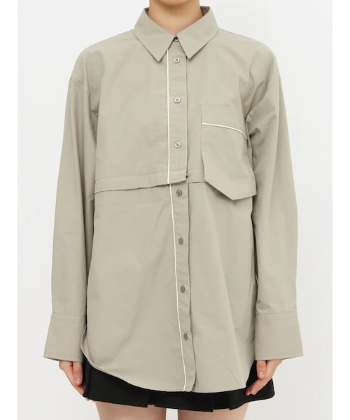 EMODA（エモダ）の「2WAYオーバーシャツ（シャツ/ブラウス・レディース・ホワイト/グレー/ブルー/ベージュ・F）」の3枚目の写真