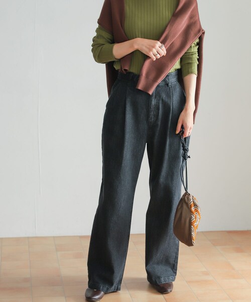 URBAN RESEARCH DOORS（アーバンリサーチドアーズ）の「『セットアップ対応』 フロントタックストレートデニム（デニムパンツ・レディース・BLACK/INDIGO・S/M）」の3枚目の写真