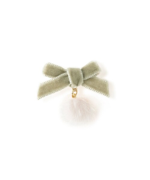 ROPE' PICNIC（ロペピクニック）の「ベルベットリボン×シャギーボールプチピアス（ピアス（両耳用）・レディース・ベージュ/グリーン系/オレンジ系・F）」の12枚目の写真
