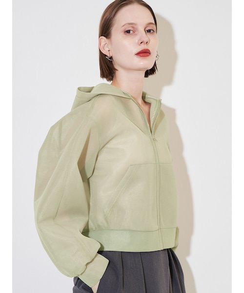 ELENDEEK(エレンディーク)の「MESH BONDING HOODIE(ブルゾン・レディース・ブラック/カーキ・F)」の8枚目の写真