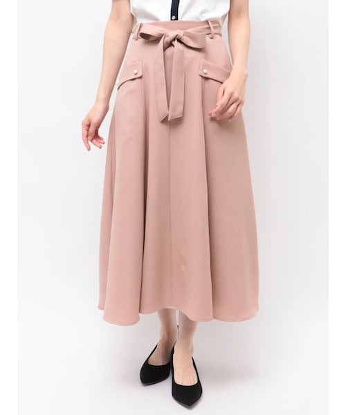 TONAL（トーナル）の「マルチセットベルト付フラップフレアスカート（スカート・レディース・グレー/ピンク/ネイビー/ブラウン/ベージュ・S/M）」の2枚目の写真