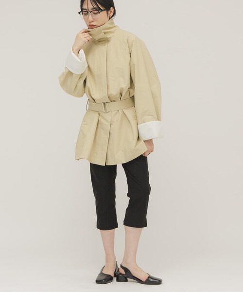 KBF（ケイビーエフ）の「テントラインBIGミドルコート（テーラードジャケット・レディース・BEIGE/BROWN/NAVY・One）」の19枚目の写真