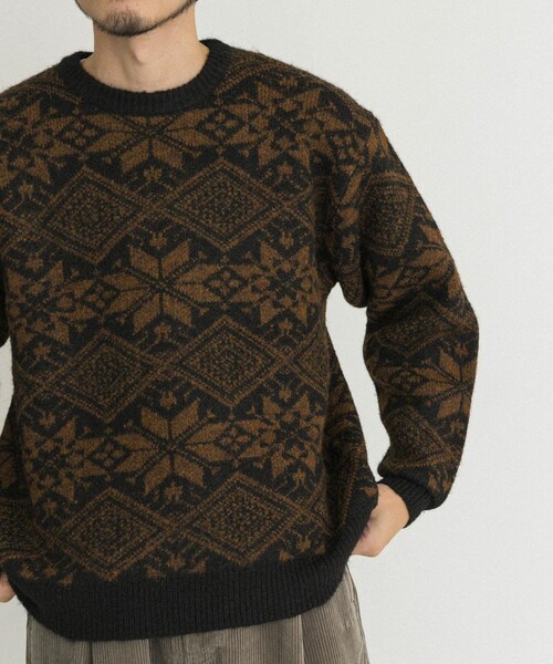 EKAL（エカル）の「ノルディックニットプルオーバー（ニット/セーター・メンズ・ブラウン/レッド・M/L）」の5枚目の写真