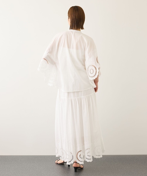 ROPE'(ロペ)の「INDIAコットンボイルシフリー刺繍サークルフレアスカート/セットアップ対応・イージーケア(スカート・レディース・ブラック/ホワイト・F)」の10枚目の写真