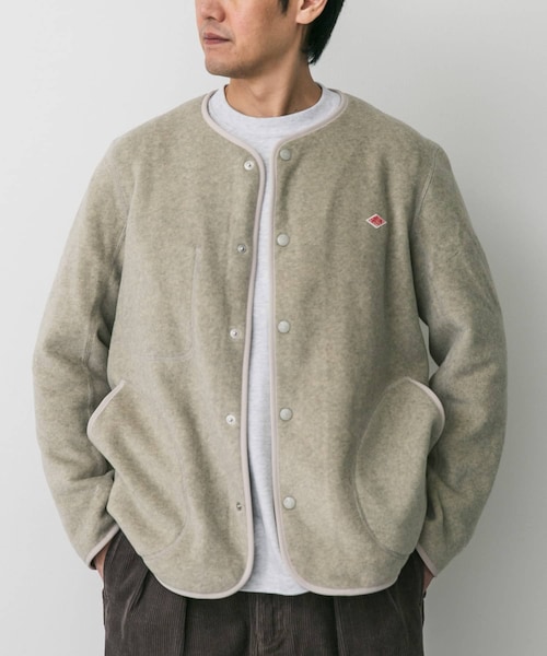 URBAN RESEARCH DOORS（アーバンリサーチドアーズ）の「DANTON　FLEECE COLLARLESS JACKET（ノーカラージャケット・メンズ・BLACK/MARBLE/DK GREY/C GREY/KHAKI/GREEN/DK ORANGE・40/42/44）」の2枚目の写真