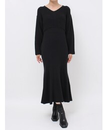 MERCURYDUO | バックシャンツイストデザインニットワンピース(ワンピース)