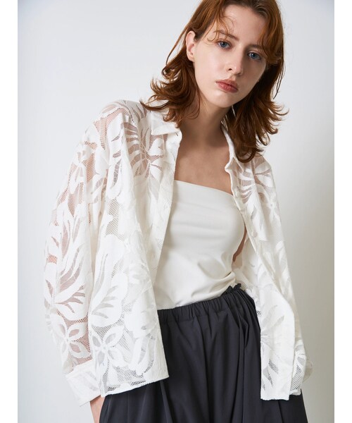 ELENDEEK（エレンディーク）の「LEAVES PATTERN LACE SH（シャツ/ブラウス・レディース・オフホワイト/ブラック・F）」の4枚目の写真