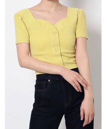 EMODA | フロントボタンショートリブトップ(Tシャツ/カットソー)