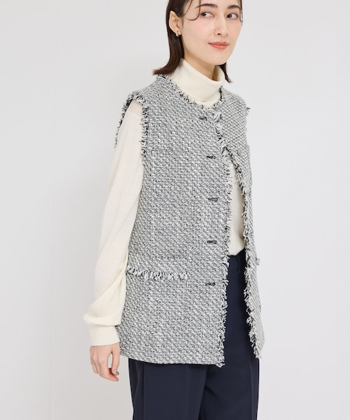 ROPE'（ロペ）の「ミックスツイードジレベスト（ベスト・レディース・ブラック系/オフホワイト/ネイビー・F）」の4枚目の写真