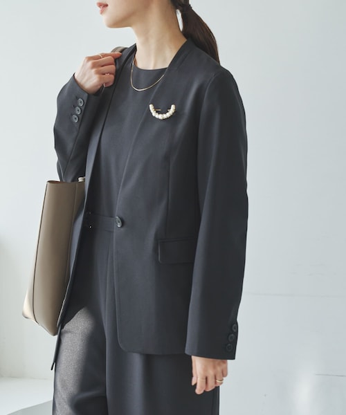 URBAN RESEARCH（アーバンリサーチ）の「『セットアップ対応』ノーカラージャケット（ノーカラージャケット・レディース・NAVY/BLACK・36/38/40）」の13枚目の写真