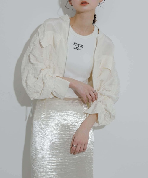 SENSE OF PLACE by URBAN RESEARCH(センスオブプレイスバイアーバンリサーチ)の「ドロストシャーリングシアーブルゾン(ブルゾン・レディース・ORANGE/IVORY/BLACK・one)」の1枚目の写真