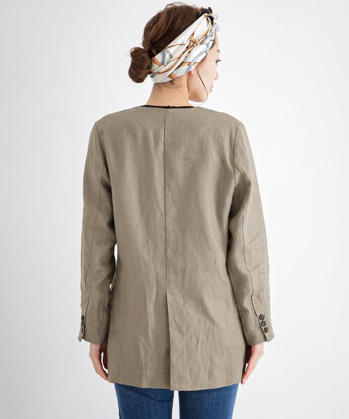 URBAN RESEARCH Sonny Label（アーバンリサーチサニーレーベル）の「リネンノーカラージャケット（ノーカラージャケット・レディース・エクリュ/ネイビー/グレージュ・FREE/Free）」の16枚目の写真
