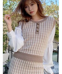 RESEXXY | ドッキングツイードニットトップス【セットアップ着用可能】(ベスト)