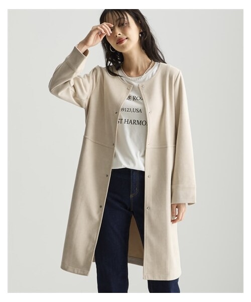 nissen（ニッセン）の「＜大きいサイズ＞フェイクスエードノーカラーコート（ジャケット/アウター・レディース・くすみピンク/ライトグレージュ/モカブラウン/アイスブルー・L/LL/3L/4L/5L/6L/8L/10L）」の22枚目の写真