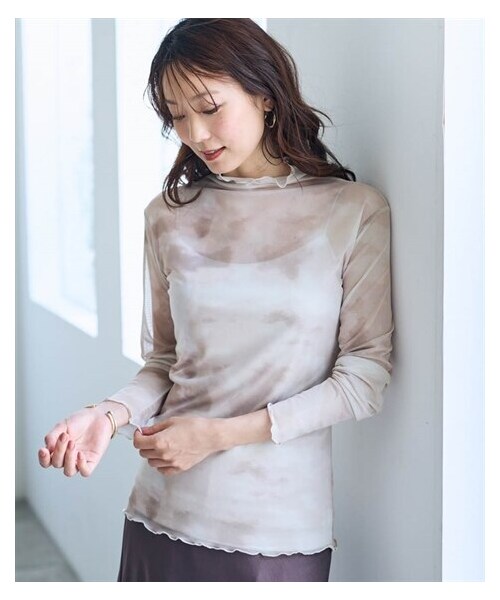 nissen（ニッセン）の「シアープリントカットソーインナー【OtonaSMILE】（Tシャツ/カットソー・レディース・ベージュ系/グレー系・M/L/LL/3L/4L）」の11枚目の写真