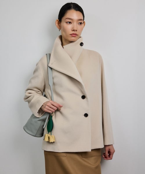 ROPE'（ロペ）の「プレミアムカシミヤ ショートコート【25AW】（ステンカラーコート・レディース・ブラック/オフホワイト/ダークブラウン・36/38/40）」の21枚目の写真